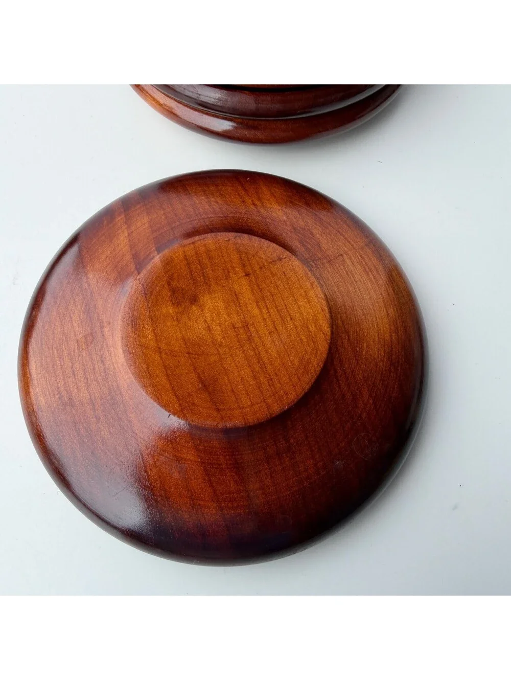 Set of 5 Vintage Style Wooden Coasters Saucers Concentric Circle Design B-11